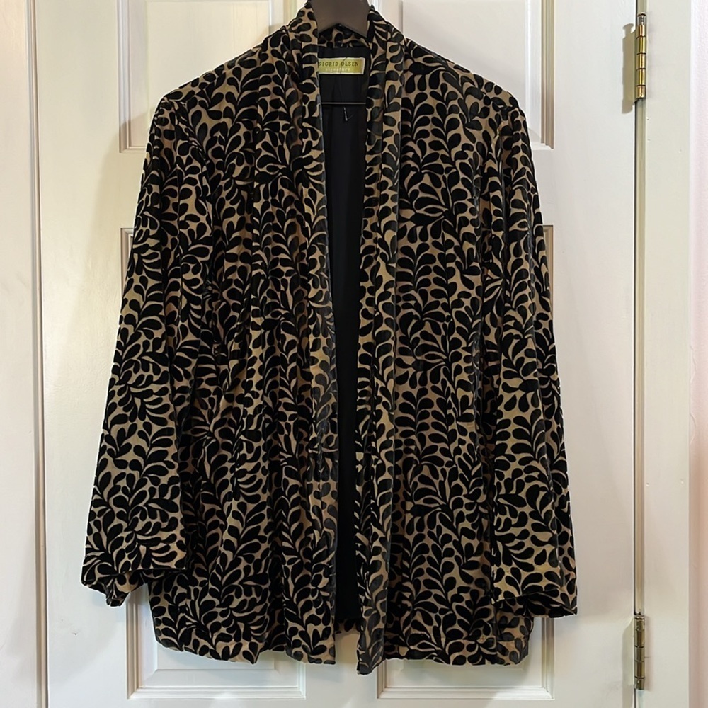 NWOT Sigrid Olsen Leaf Open Front Oversized Blazer Cardigan - Size Large
